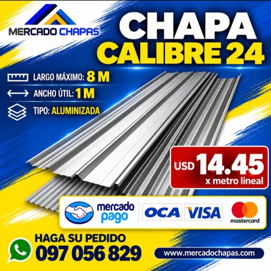 Chapa Trapezoidal o Acanalada Calibre. 24