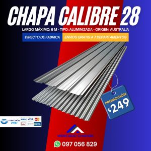 ¡OFERTA! Chapa Trapezoidal o Acanalada Calibre 28