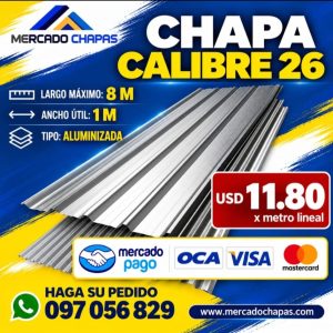 ¡OFERTA! Chapa Trapezoidal o Acanalada Calibre 26