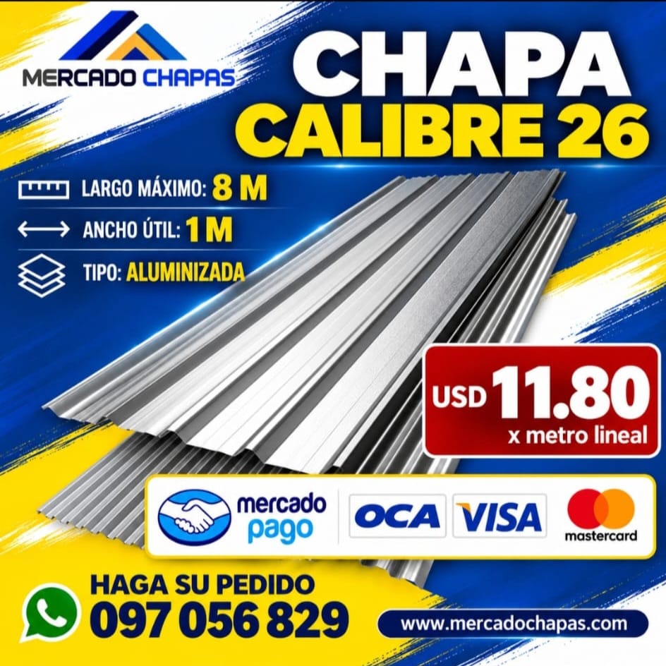 ¡OFERTA! Chapa Trapezoidal o Acanalada Calibre 26
