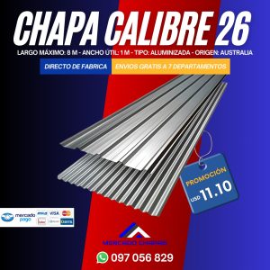 ¡OFERTA! Chapa Trapezoidal o Acanalada Calibre 26