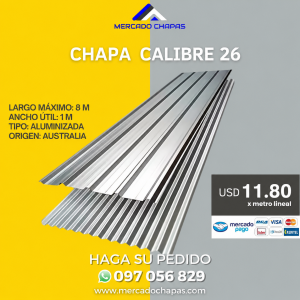 ¡OFERTA! Chapa Trapezoidal o Acanalada Calibre 26