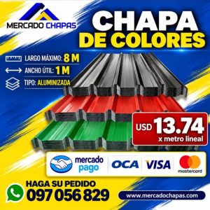 Chapa Color Trapezoidal o Acanalada Calibre 26