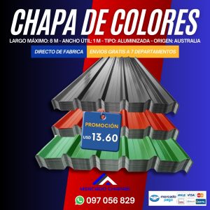 Chapa Color Trapezoidal o Acanalada Calibre 26