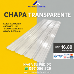 Chapa Transparente Policarbonato Antigranizo FILTRO UV